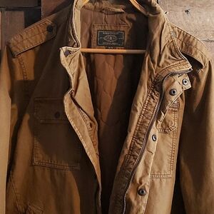 Rugged Military Jacket w Epaulets on shoulders,mock collar, and quilted lining